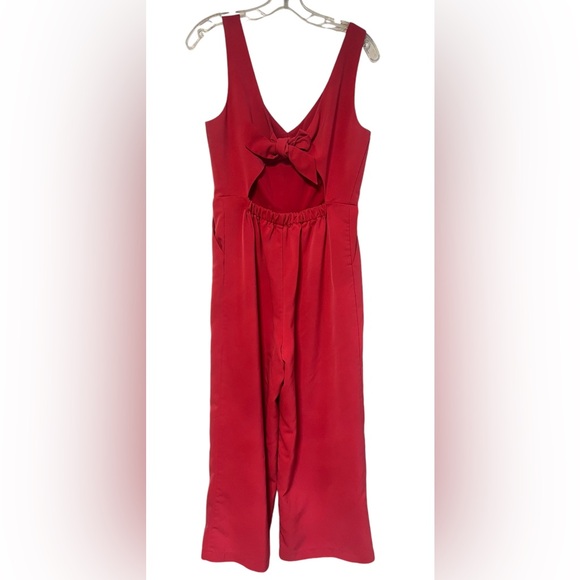 Melloday “Marsala” Pink Wrap Tie Palazzo Wide Leg Romper SzM Pockets - Picture 4 of 15